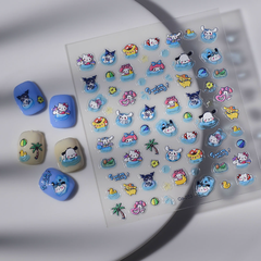 [ Set 12 Túi ] Sticker Dán Nail 5D Sanrio, Dập Nổi, Chống Nước, Keo Cao Cấp - 922315