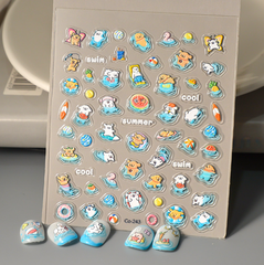 [ Set 12 Túi ] Sticker Dán Nail 5D, Dập Nổi, Chống Nước, Keo Cao Cấp - 922320
