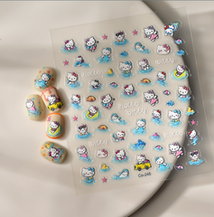 [ Set 12 Túi ] Sticker Dán Nail 5D Hello Kitty, Dập Nổi, Chống Nước, Keo Cao Cấp - 922322