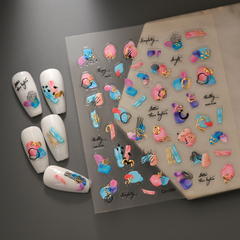 [ Set 12 Túi ] Sticker Dán Nail 5D, Dập Nổi, Chống Nước, Keo Cao Cấp - 922371