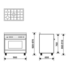 Bếp gas 5 kết hợp lò nướng 90cm Glem MQB612VI