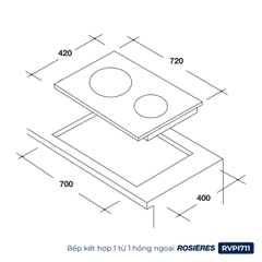 Bếp kết hợp 1 từ 1 hồng ngoại Rosières RVPI711 - Nhập khẩu chính hãng