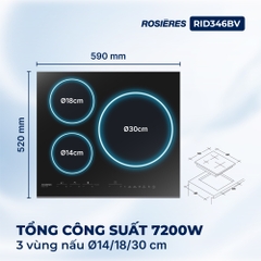 Bếp từ 3 vùng nấu Rosières RID346BV - Nhập khẩu chính hãng