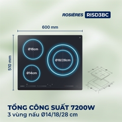 Bếp từ 3 vùng nấu Rosières RISD3BC - Nhập khẩu chính hãng