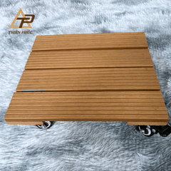 Đế lót chậu cây bằng gỗ nhựa có bánh xe – Di chuyển dễ dàng, bền đẹp, chống nước