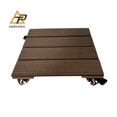 Đế lót chậu cây bằng gỗ nhựa có bánh xe – Di chuyển dễ dàng, bền đẹp, chống nước
