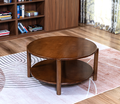 BT02 - Bàn Trà Gỗ Sồi Tự Nhiên Mặt Tròn 2 Tầng