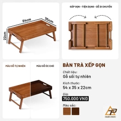 BT09 - Bàn xếp gỗ sồi tự nhiên bền đẹp, tiện lợi, đa năng