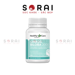 Bổ não Ginkoba Healthy Care Úc tăng tuần hoàn máu, trí nhớ 100 viên