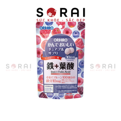 Viên nhai bổ sung Sắt và Acid folic Orihiro Nhật Bản túi 120 viên