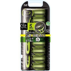 Dao cạo râu 3D Xfit Kai 5 lưỡi kép, 2 cán, 8 đầu thay có bôi trơn