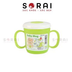 Cốc tập uống cho bé Baby Mug Inomata Nhật Bản có tay cầm xanh lá