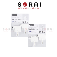 Set 2 miếng dán treo đồ hình con gấu chịu tải 1kg Nhật Bản