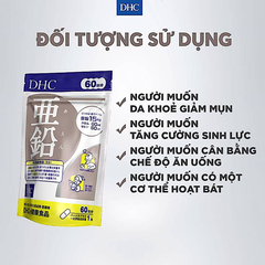 Viên bổ sung kẽm DHC Zinc Nhật bản túi 60 viên 60 ngày