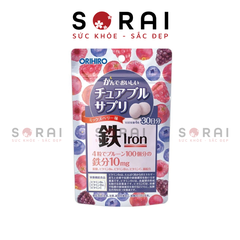 Viên nhai bổ sung Sắt và Acid folic Orihiro Nhật Bản túi 120 viên
