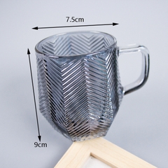 [ Đồng giá 19k] Cốc có tay cầm bằng thủy tinh lục giác thanh dọc Qinzhiyu (hổ phách, tro, nhiều