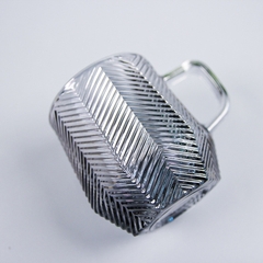 [ Đồng giá 19k] Cốc có tay cầm bằng thủy tinh lục giác thanh dọc Qinzhiyu (hổ phách, tro, nhiều