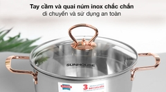 Bộ 3 nồi inox 3 đáy nắp kính Sunhouse SHG306