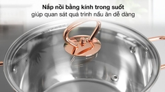 Bộ 3 nồi inox 3 đáy nắp kính Sunhouse SHG306