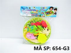 654-G3  TÚI RỔ TRÒN CÂU CÁ 1 CẦN HÍT 10C (CÁ, ỐC, TÔM, MỰC) + VỢT + PHAO + ỐNG BƠM  (PVC)