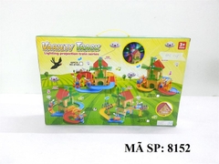 8152  HỘP ĐƯỜNG RAY XE LỬA CẦU VỒNG PIN + NHÀ + BIỂN BÁO 34 MIẾNG