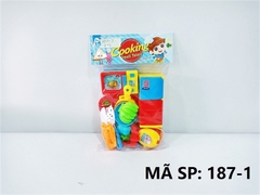 187-1 TÚI BẾP GAS ĐƠN, TỦ LẠNH, LÒ NƯỚNG, NỒI CƠM, CHẢO, MUỖNG, NĨA, CHUỐI, NHO, CÁ, TÔM (PVC) Cooking Small Talent 187-