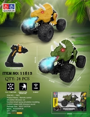 11813  HỘP XE KHỦNG LONG TÊ GIÁC ĐỊA HÌNH ĐIỀU KHIỂN CẦN GẠT XOAY, PHUN KHÓI, CÓ SẠC