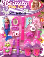 168N-18  VỈ TRANG ĐIỂM + 1C BABY + MÁY CHỤP HÌNH, TÚI XÁCH, BÀN, KẸP TÓC, CỌ (HEO HỒNG)