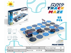 2023-6  HỘP ĐƯỜNG RAY LẮP RÁP XE CẢNH SÁT PIN 52 MIẾNG