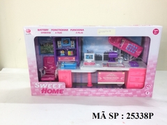 25338P HỘP NỘI THẤT NHÀ PIN + BÀN LÀM VIỆC + ĐT+ GHẾ+ TIVI+ ĐÈN BÀN ( HỒNG )