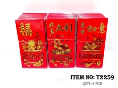 T2259  XẤP 10C LÌ XÌ ĐỎ CHẬU VÀNG CHỮ HOA