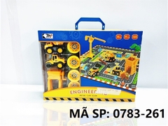 _0783-261 HỘP MÔ HÌNH CÔNG TRÌNH + 2C XE CT TRỚN + 4 HŨ ĐẤT SÉT + MÁY ÉP 19 MIẾNG Engineering