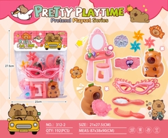 312-2  TÚI TRANG ĐIỂM BÀN TRANG ĐIỂM, MẮT KIẾNG, LƯỢC CAPYBARA