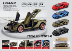 3201-6  HỘP XE HƠI LAMBORGHINI SẮT MÔ HÌNH PIN NÚT NHẠC ĐÈN MỞ CỬA, MỞ CỐP