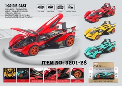 3201-28  HỘP XE HƠI LAMBORGHINI SẮT MÔ HÌNH PIN NÚT NHẠC ĐÈN MỞ CỬA