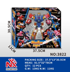 3822  HỘP RÁP ROBO BIẾN HÌNH XE 5 IN 1