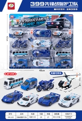 399-63E  VỈ XE TRỚN CẢNH SÁT 12C ĐỦ MẪU (TRỰC THĂNG, XE HƠI, MOTO)