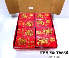 T2255  XẤP 10C LÌ XÌ ĐỎ TÚI VÀNG CHỮ HOA