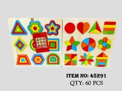 45291  BẢNG GỖ XẾP HÌNH HỌC ĐỦ MẪU (BÔNG HOA, VUÔNG, TRÒN)