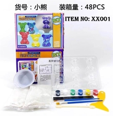 XX001  HỘP TÔ MÀU NƯỚC + ĐÚC TƯỢNG GẤU