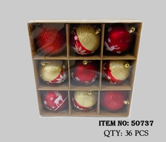 50737  HỘP 9 QUẢ CHÂU TRANG TRÍ CÂY THÔNG NOEL ĐỦ MÀU