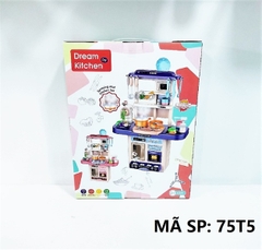 75T5  HỘP KỆ BẾP PIN NHẠC ĐÈN LÒ NƯỚNG, TỦ LẠNH, BỒN RỬA RAU, MÁY ÉP LÀM MÌ + 8 HŨ ĐẤT SÉT 46.5x17.6x75cm (XANH)   Dream Kitchen   75T-5, 75T-6, 75T-7, 75T-8