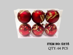 5278  HỘP QUẢ CHÂU ĐỎ TRANG TRÍ CÂY THÔNG NOEL ĐỦ MÀU 6CT