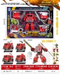 606-C79  HỘP RÁP ROBO BIẾN HÌNH XE CỨU HỎA 4C (NÂNG, THANG, PHUN NƯỚC)