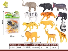 612-12  TÚI THÚ RỪNG 12C ĐỦ MẪU (SƯ TỬ, CỌP, BEO, GẤU TRÚC, HÀ MÃ, VOI)