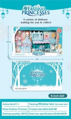 617-1  HỘP BABY 1C KHỚP, MẮT THỦY TINH, LÒ NƯỚNG, KEM, BÁNH, BÀN, GHẾ