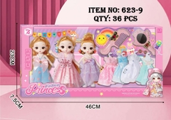 623-9  HỘP BABY 3C KHỚP, MẮT THỦY TINH + 4 ÁO + GƯƠNG + LƯỢC