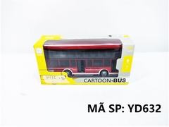 YD632  HỘP XE BUS SẮT TRỚN 2 TẦNG MỞ CỬA PIN NÚT ĐÈN   Cartoon-Bus