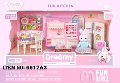 6617A3  HỘP NỘI THẤT NHÀ, TỦ BẾP, BÀN, TỦ LẠNH + 1C THỎ