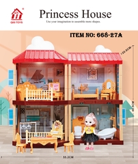 668-27A  HỘP NỘI THẤT NHÀ ĐÔI 1 TẦNG PIN ĐÈN + 1C BABY